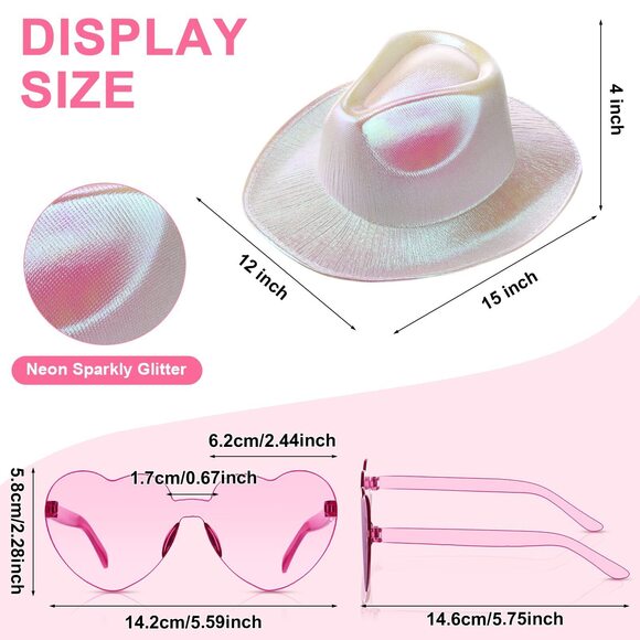 5226 6 Sets Holographic Cowboy Hat Neon Space Cowgirl With Sunglasses main image 5
